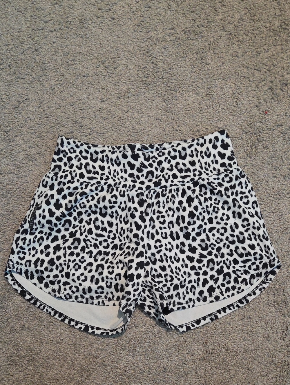 Black & White Leopard Print High-Waist Athletic Shorts